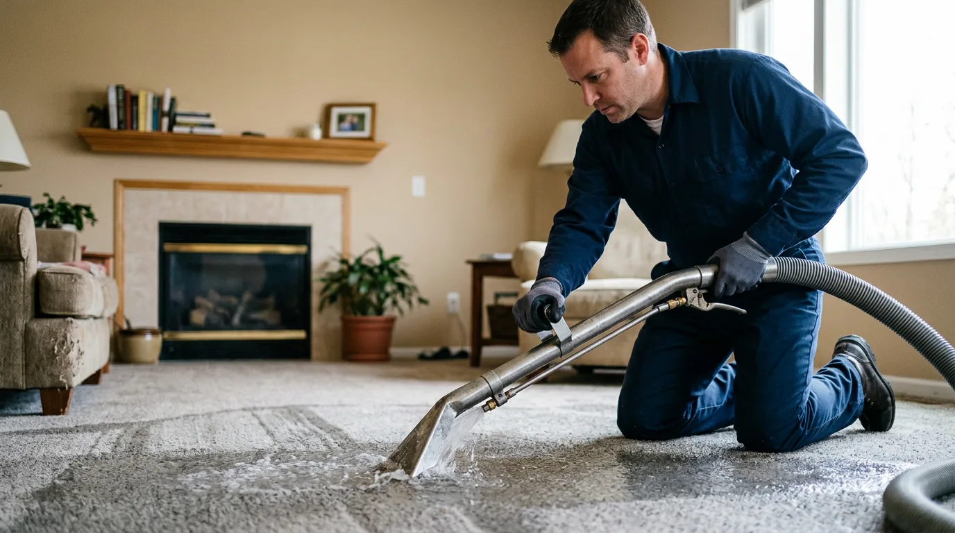 Water damage restoration technician working near Ashford, WV